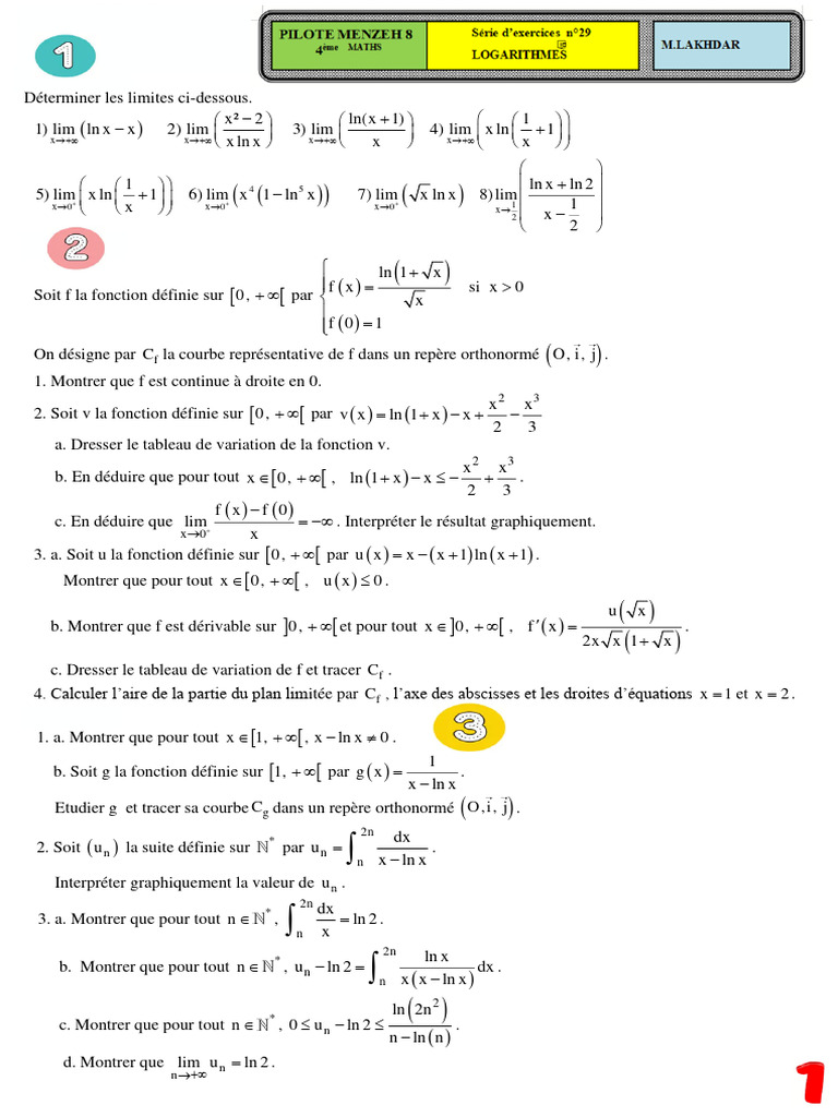 Limites des fonctions logarithmiques | PDF | Analyse complexe | Géométrie