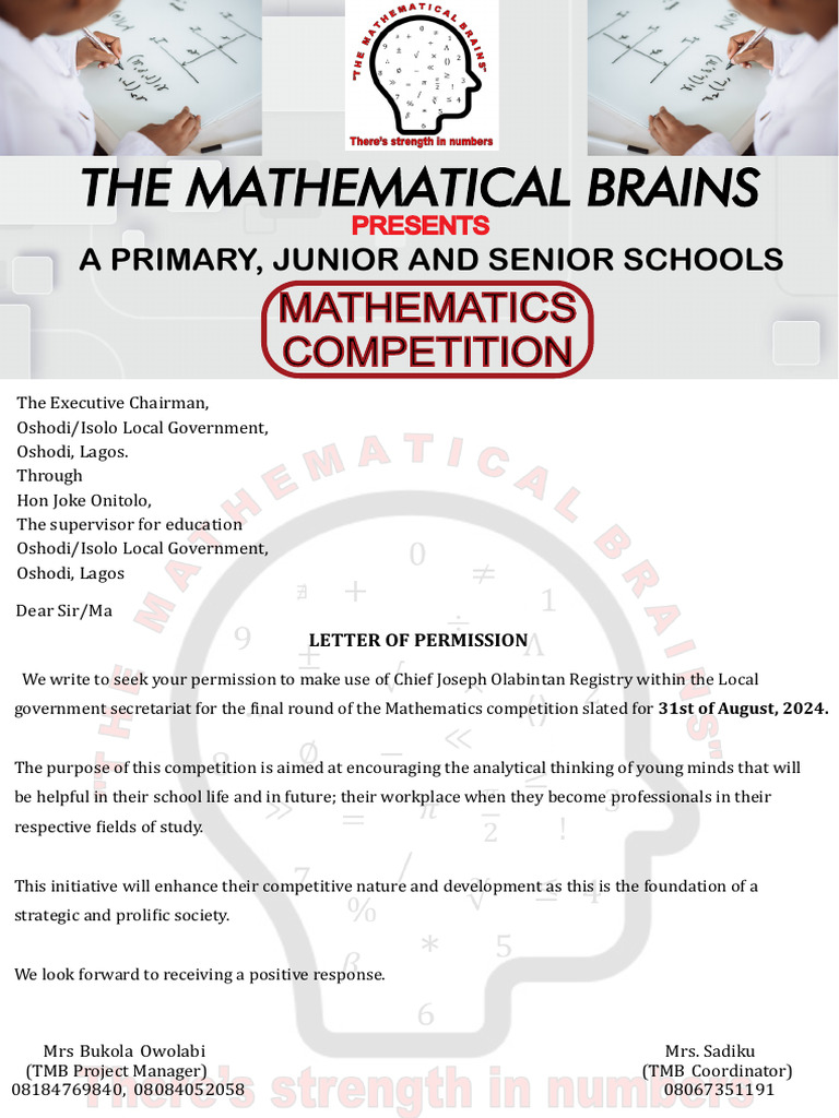 Primary to Senior Schools Math Competition | PDF