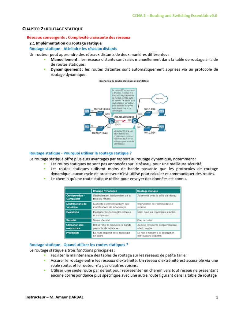 Routage Statique dans CCNA 2 | PDF | I Pv6 | Adresse IP