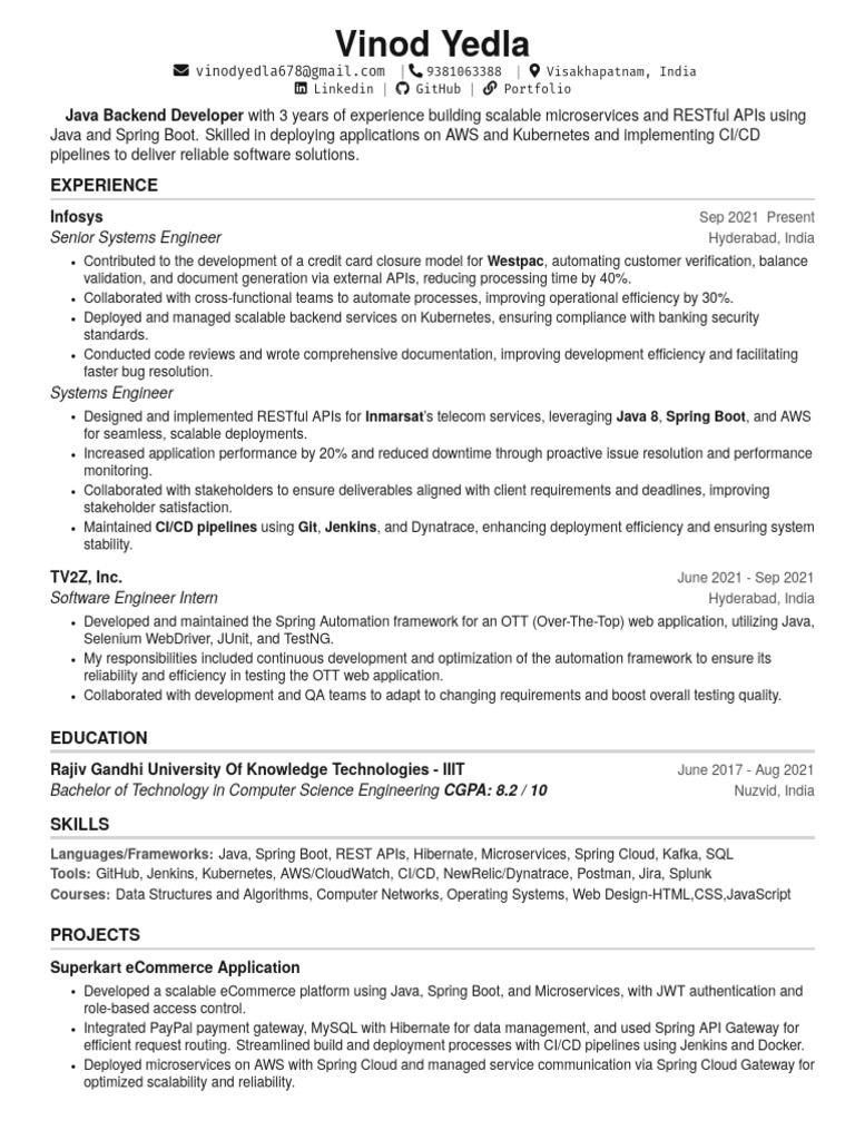 VinodYedla JavaDeveloper 3YearsOfExp | PDF | Cloud Computing | Amazon ...