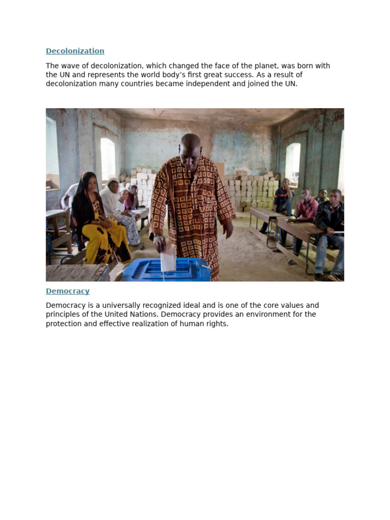 UN's Role in Democracy and Decolonization | PDF