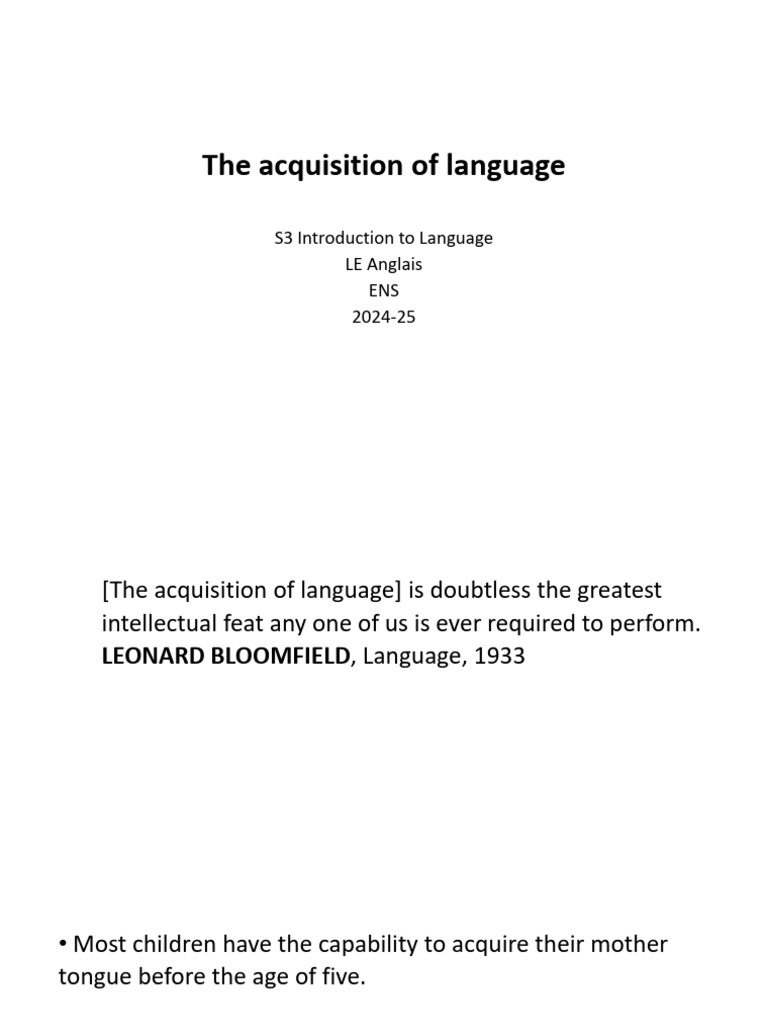 6 The Acquisition of Language | PDF | Behaviorism | Language Development