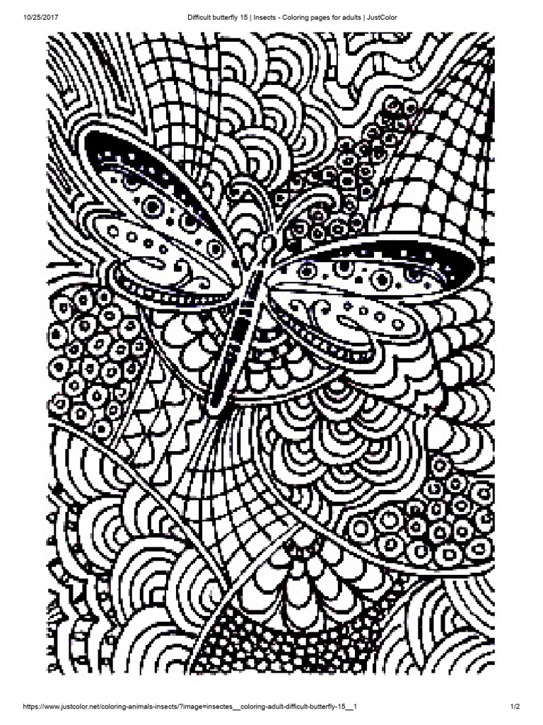 Difficult Butterfly 15 - Insects - Coloring Pages For Adults ...
