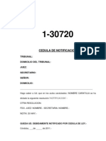 Cédula de notificación tribunal resolución