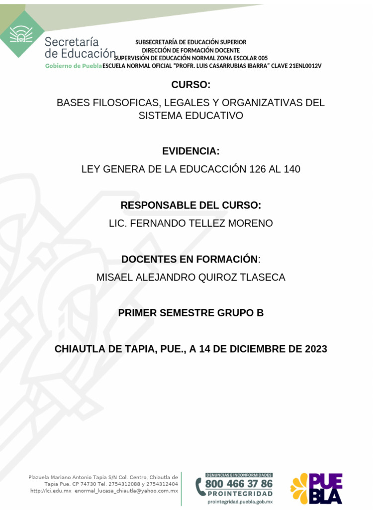 Resumen Del Articulo 126 Al 140 | PDF | Educación más alta