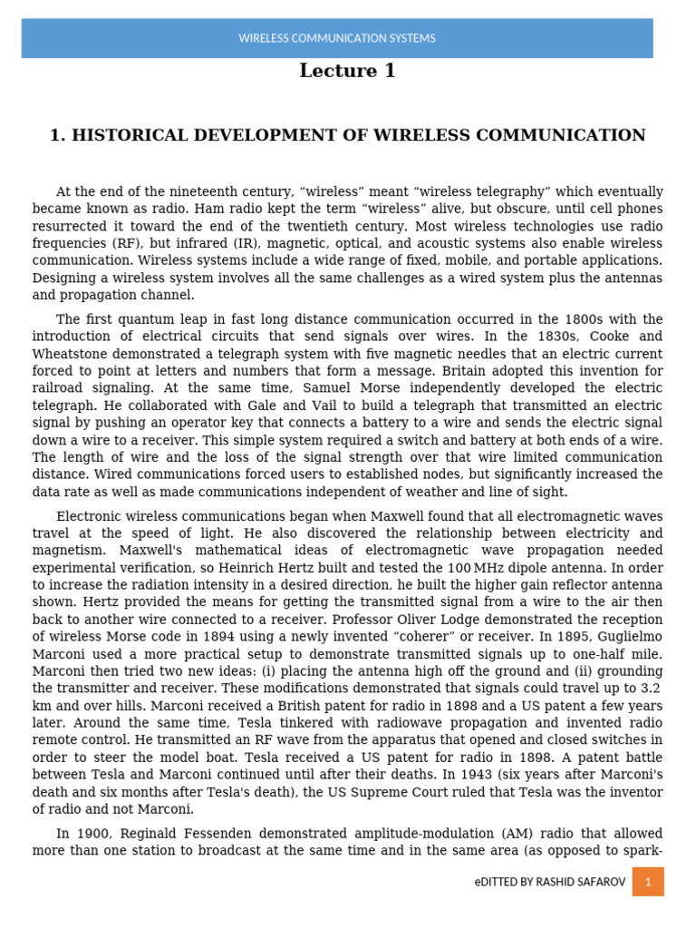 Evolution of Wireless Communication Systems | PDF | Radio Spectrum | Radio
