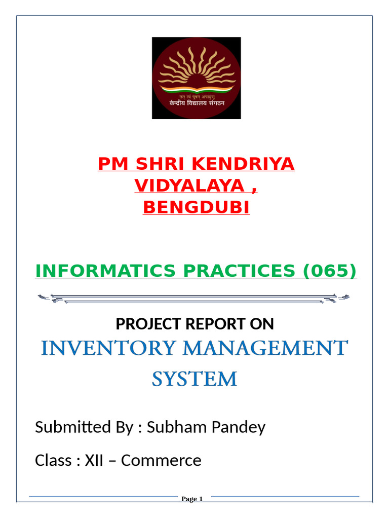 Inventory Management System Project Report | PDF | My Sql | Python ...