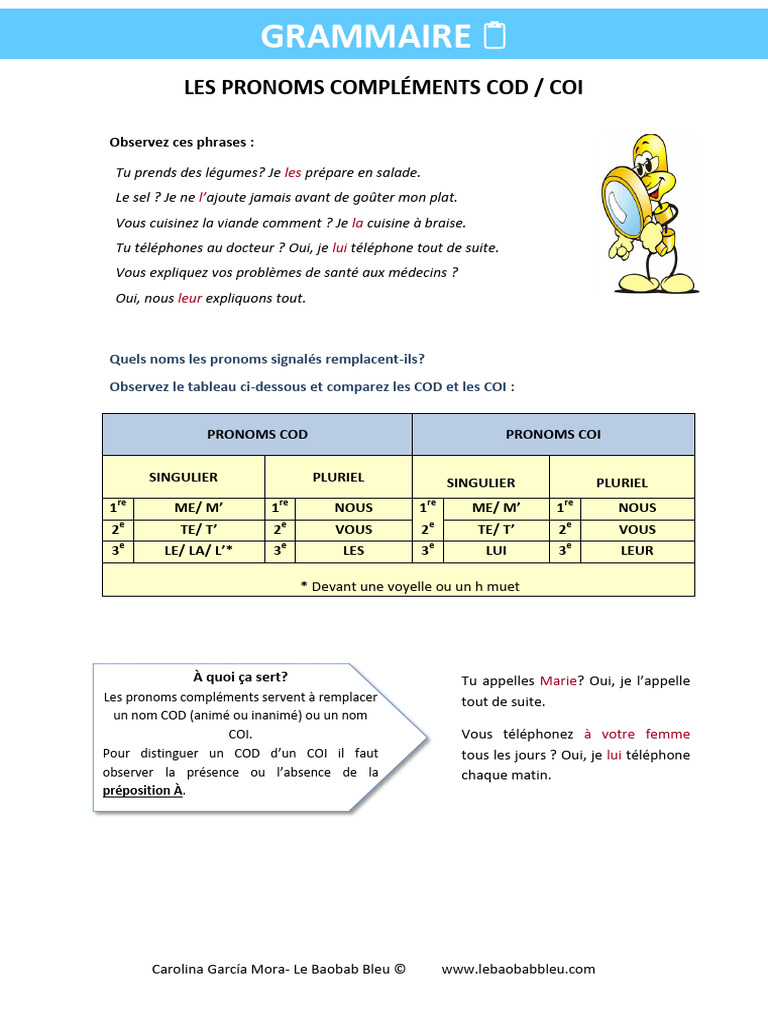 Pronoms Compléments COD et COI | PDF