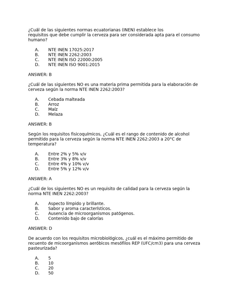 Banco de Preguntas RX 2 | PDF | Biodiésel | Cerveza
