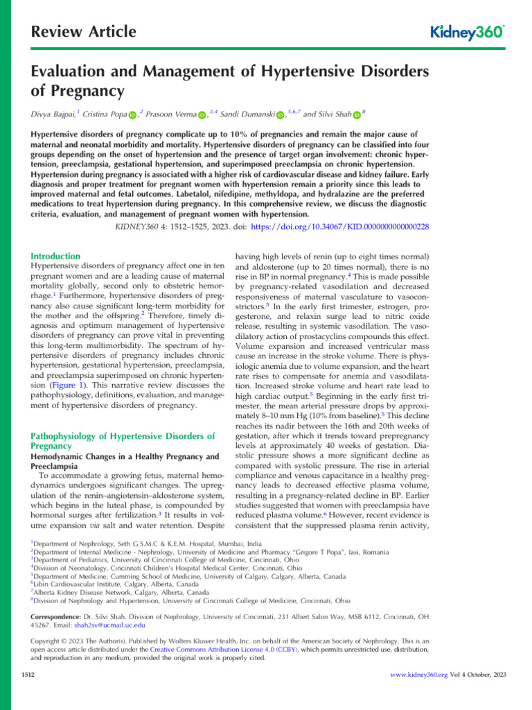 Management of Hypertensive Disorders in Pregnancy | PDF | Hypertension ...