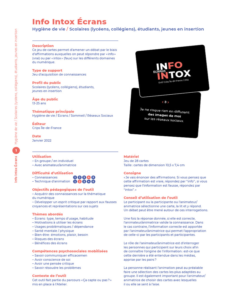 Info Intox : Écrans et Jeunes | PDF | Sommeil | Cookie (informatique)