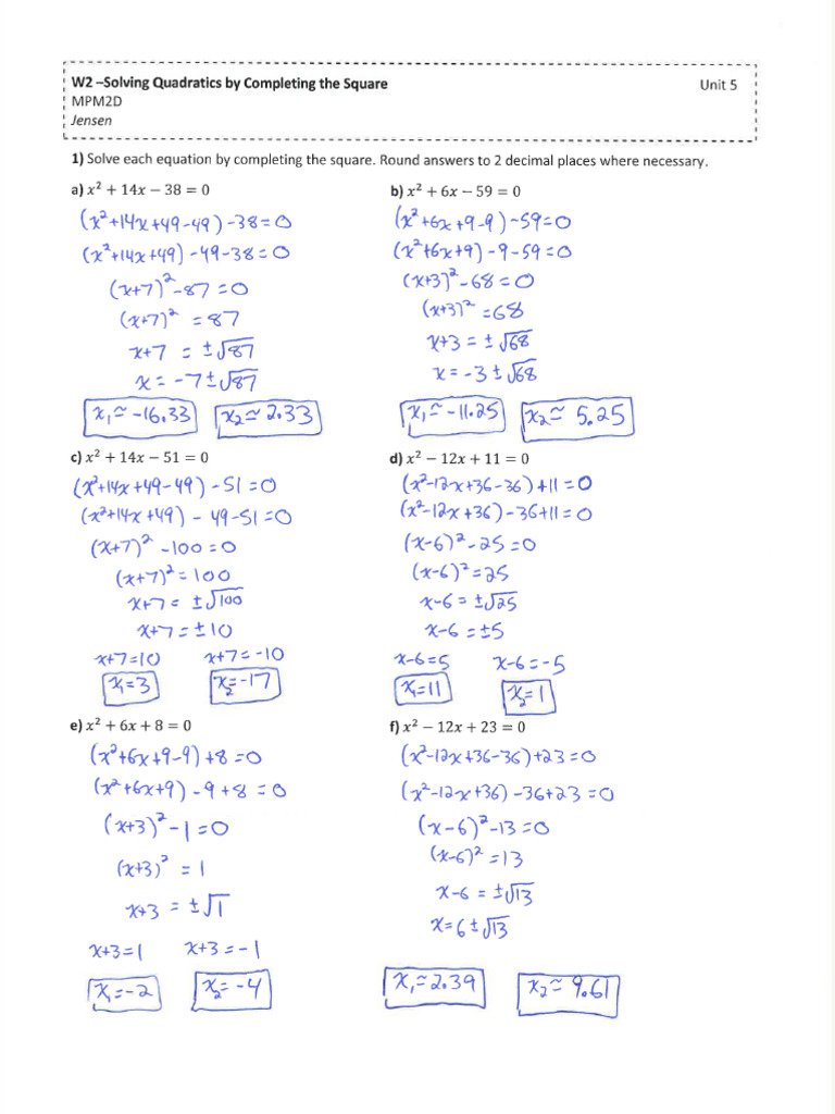 U5w2t Solving by Completing The Square | PDF