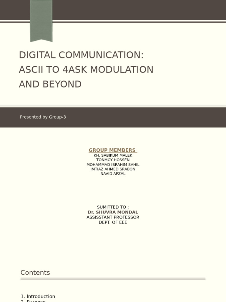Digital Communication: ASCII to 4ASK Modulation | PDF | Signal To Noise ...
