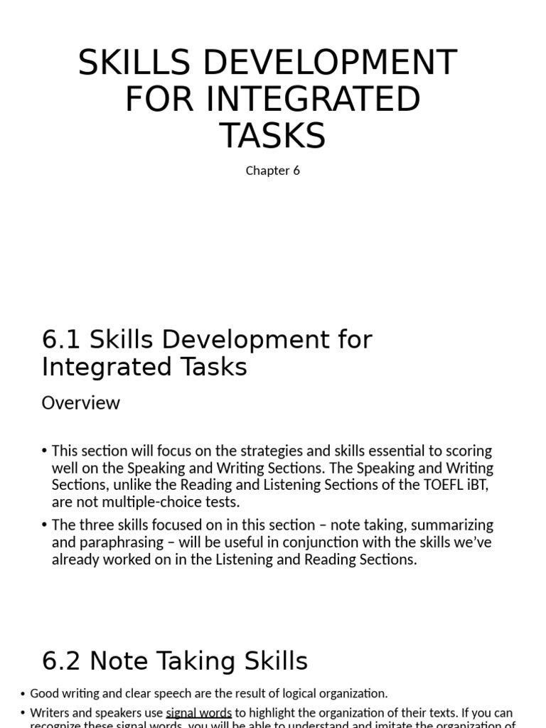 TOEFL Integrated Tasks Skills Guide | PDF | Learning | Plagiarism