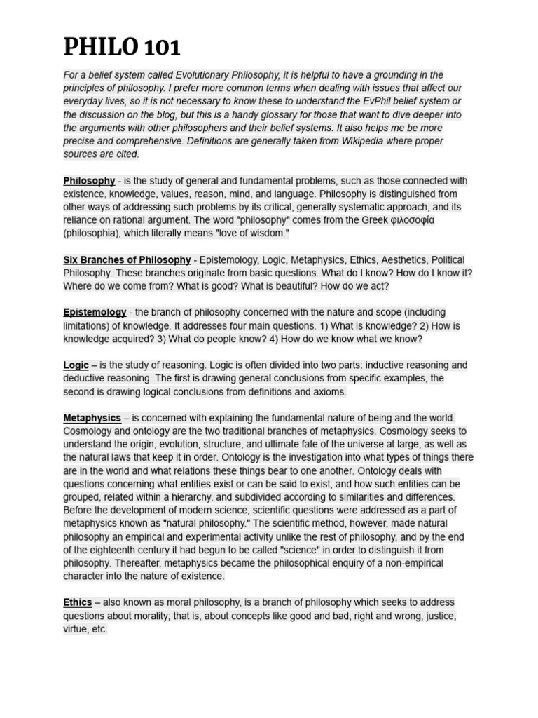 Philo 101 | PDF | Free Will | Humanism