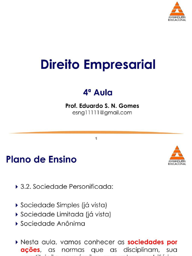 Aula 08 - Empresarial. Sociedade Empresária | PDF