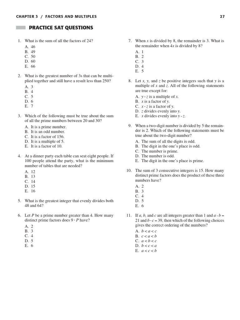 2.) Factors and Multiples | PDF | Prime Number | Number Theory