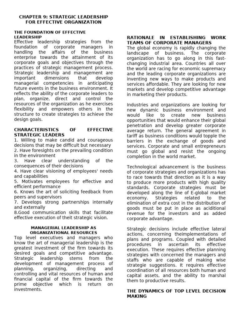 Strategic Leadership for Managers | PDF | Strategic Management | Leadership