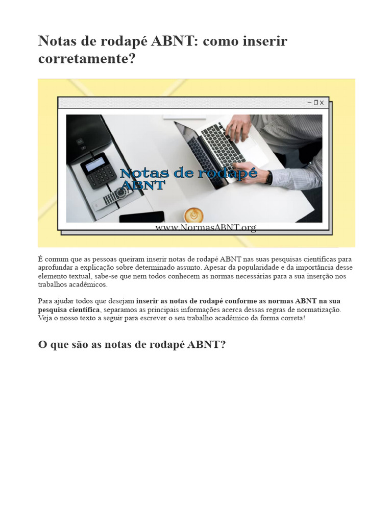 Como Inserir Notas de Rodapé ABNT | PDF | Método científico | Informação