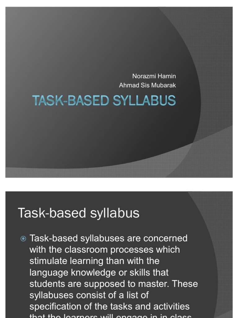 Task based syllabus pdf