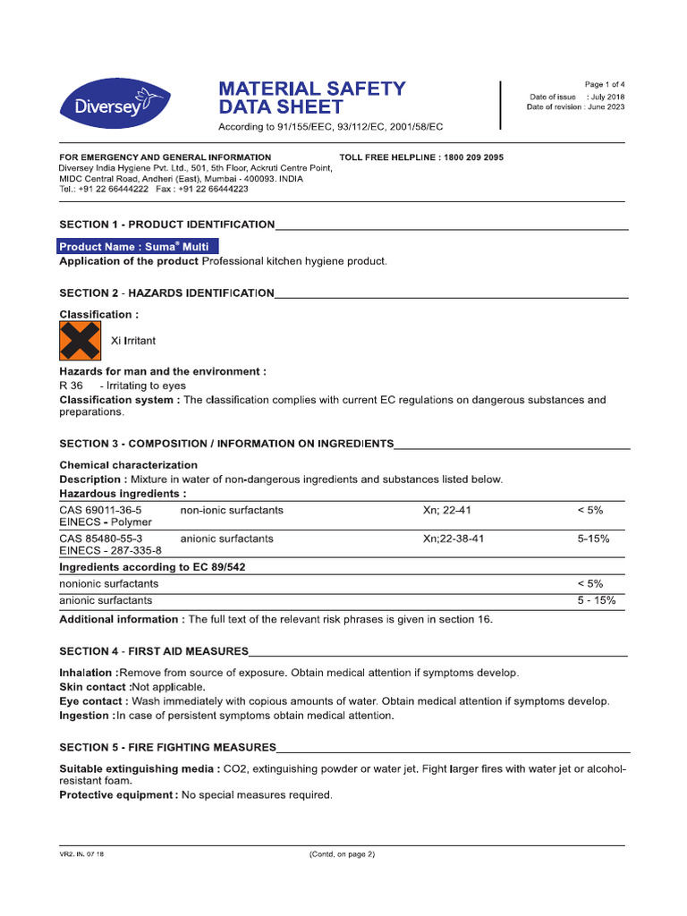 Msds - Suma Multi | PDF