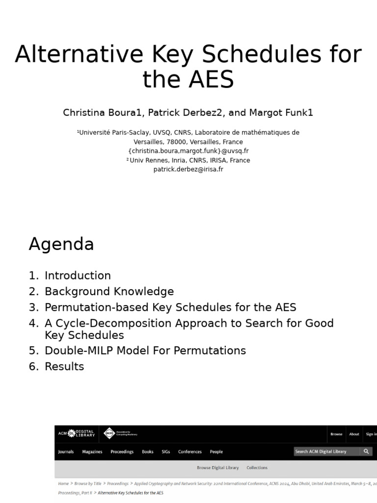 Alternative Key Schedules For The AES | PDF | Secrecy | Linear Programming