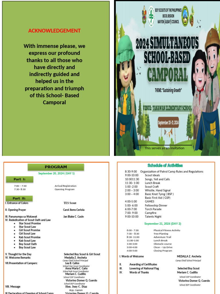 School-Based Camporal Invitation | PDF | Scouting | Girl Guiding And ...