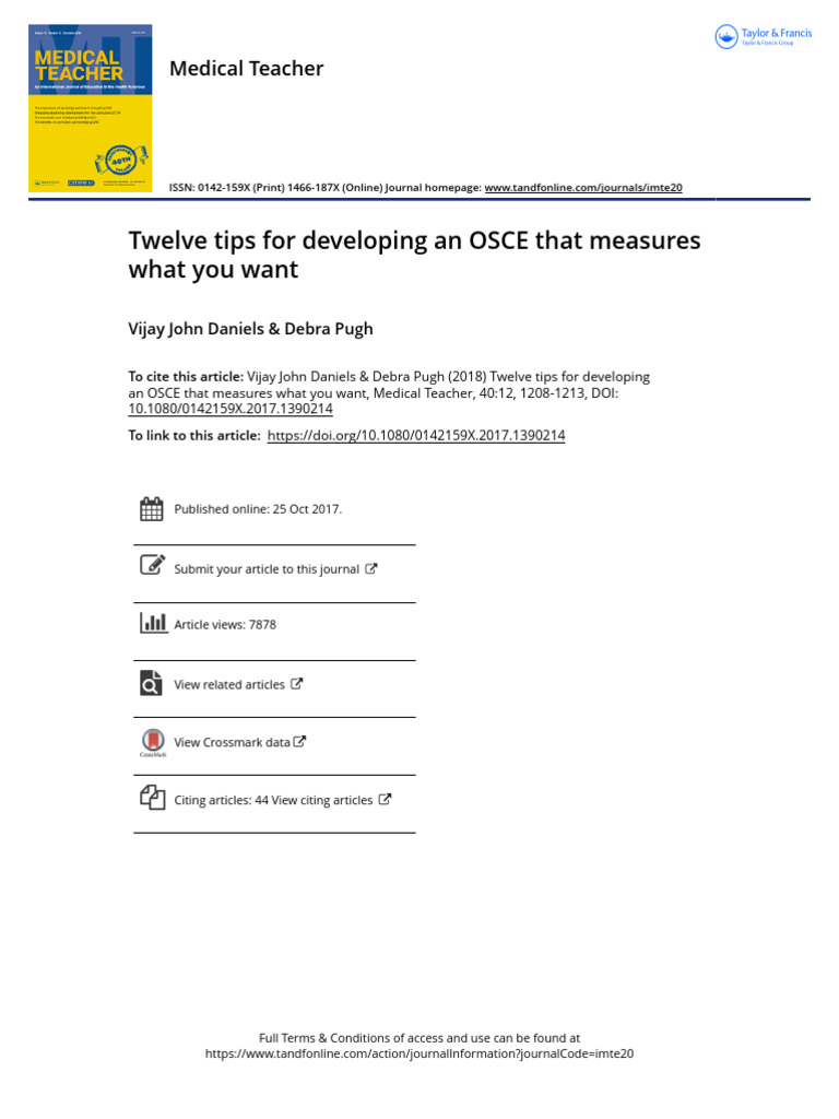 Twelve Tips For Developing An OSCE That Measures What You Want | PDF ...
