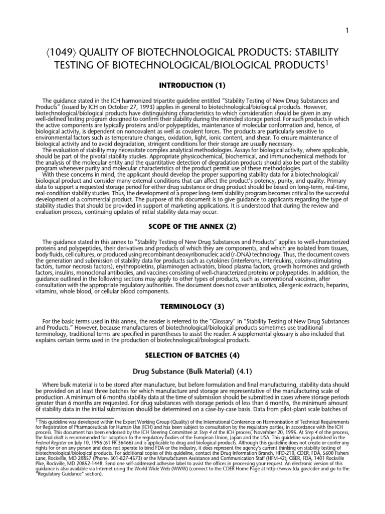 〈1049〉 Quality of Biotechnological Products Stability Testing of ...