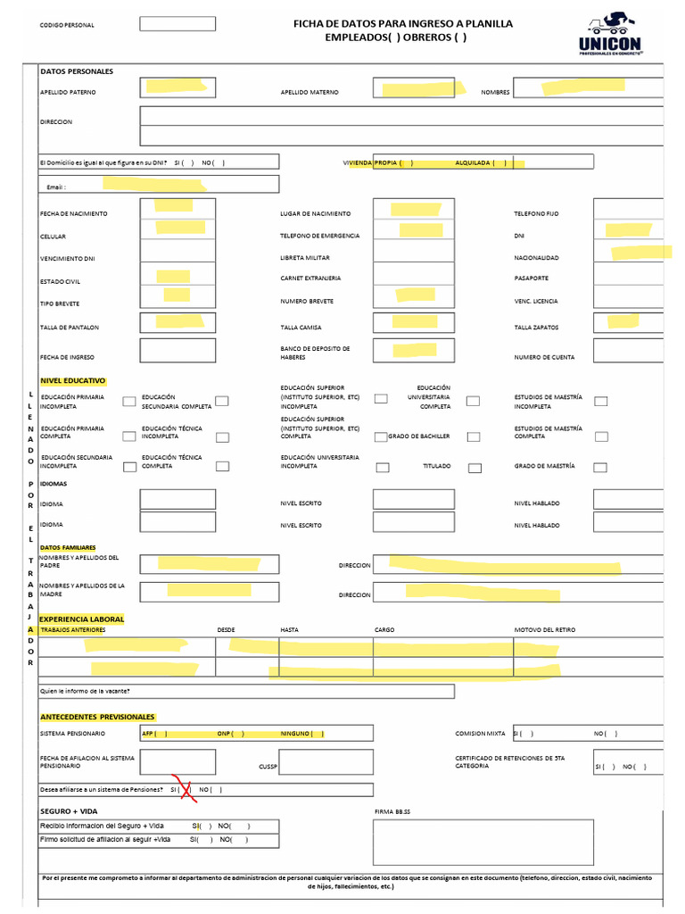 Modelo de Llenado de Fichas 2024 | PDF | Documento de identidad ...