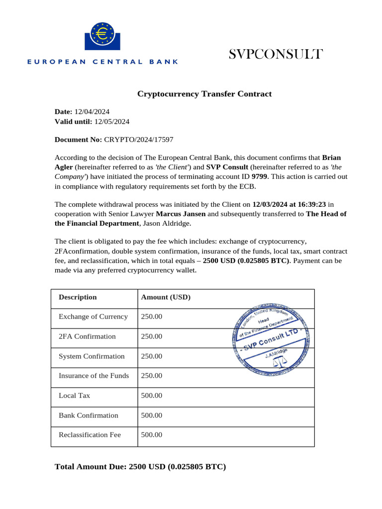 Cryptocurrency Transfer Contract | PDF