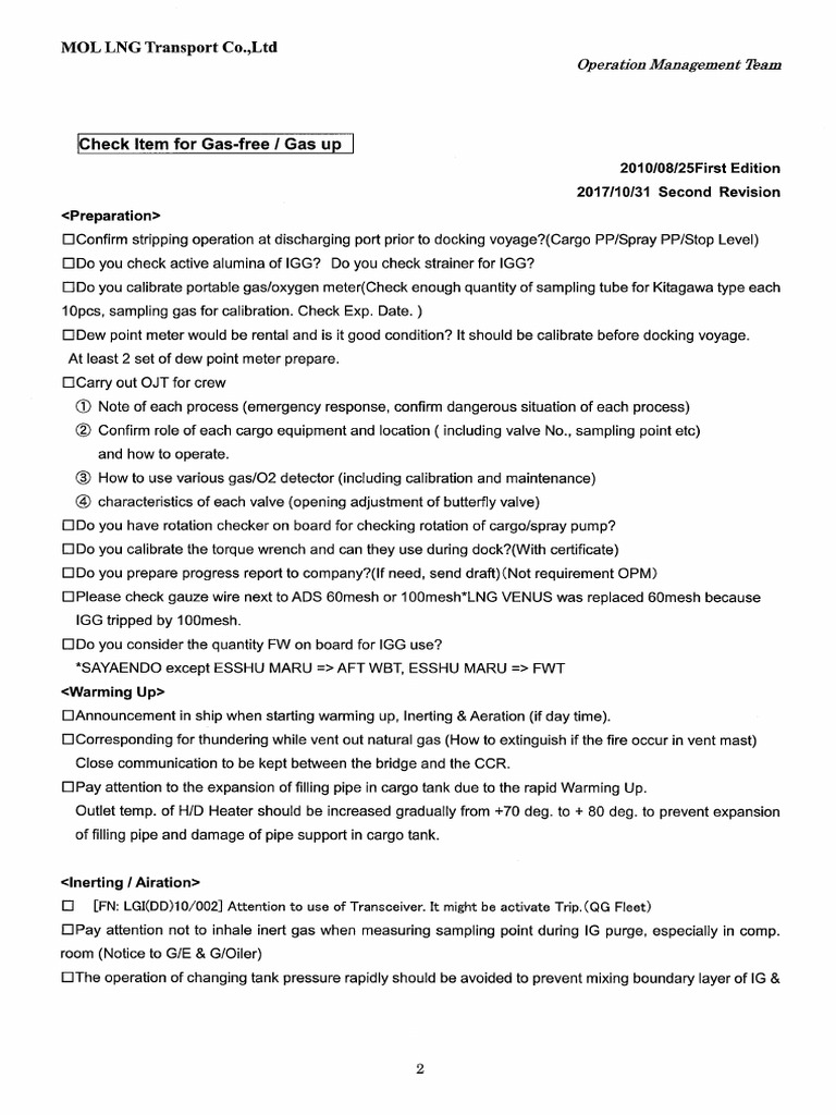 Pre Docking Checklist | PDF
