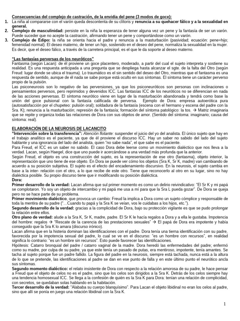 Complejo de Castración y Neurosis en Dora | PDF | Neurosis | Jacques Lacan