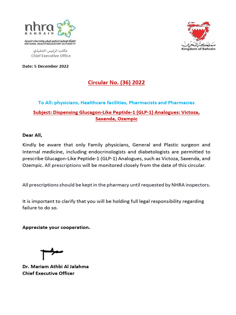GLP-1 Analogues Prescription Guidelines | PDF