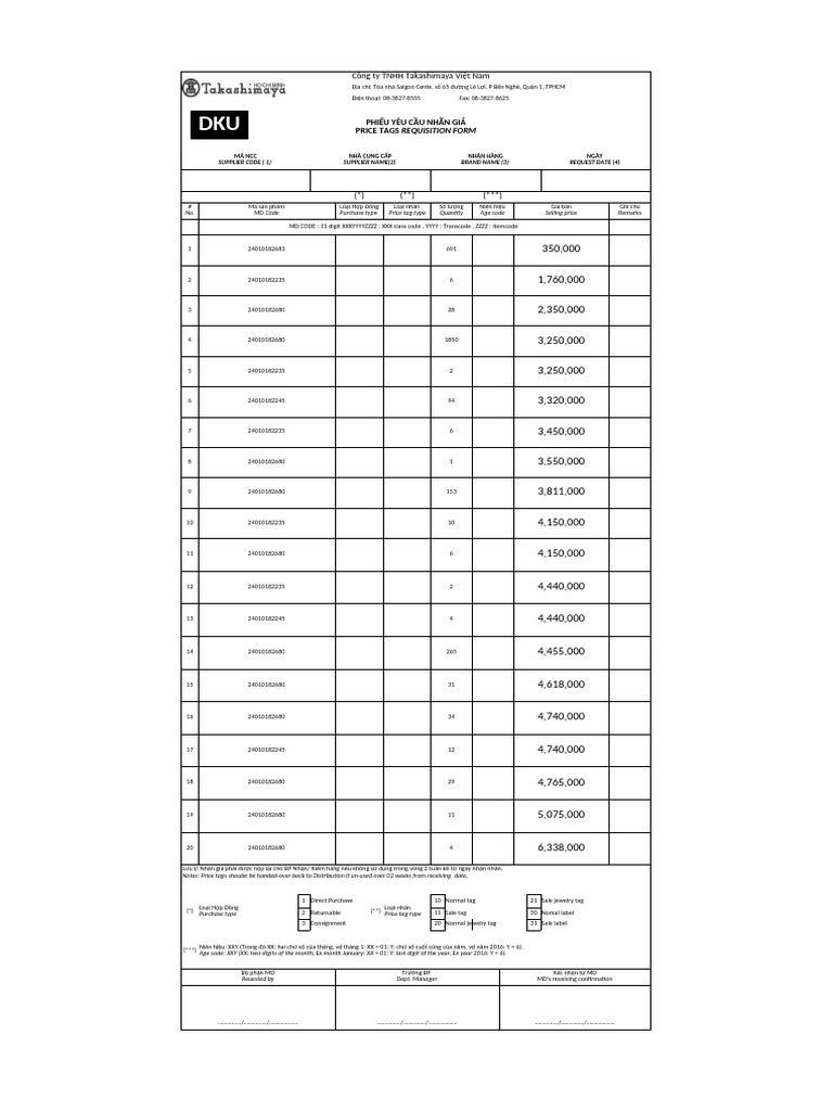 1. Price tag requisition form | PDF