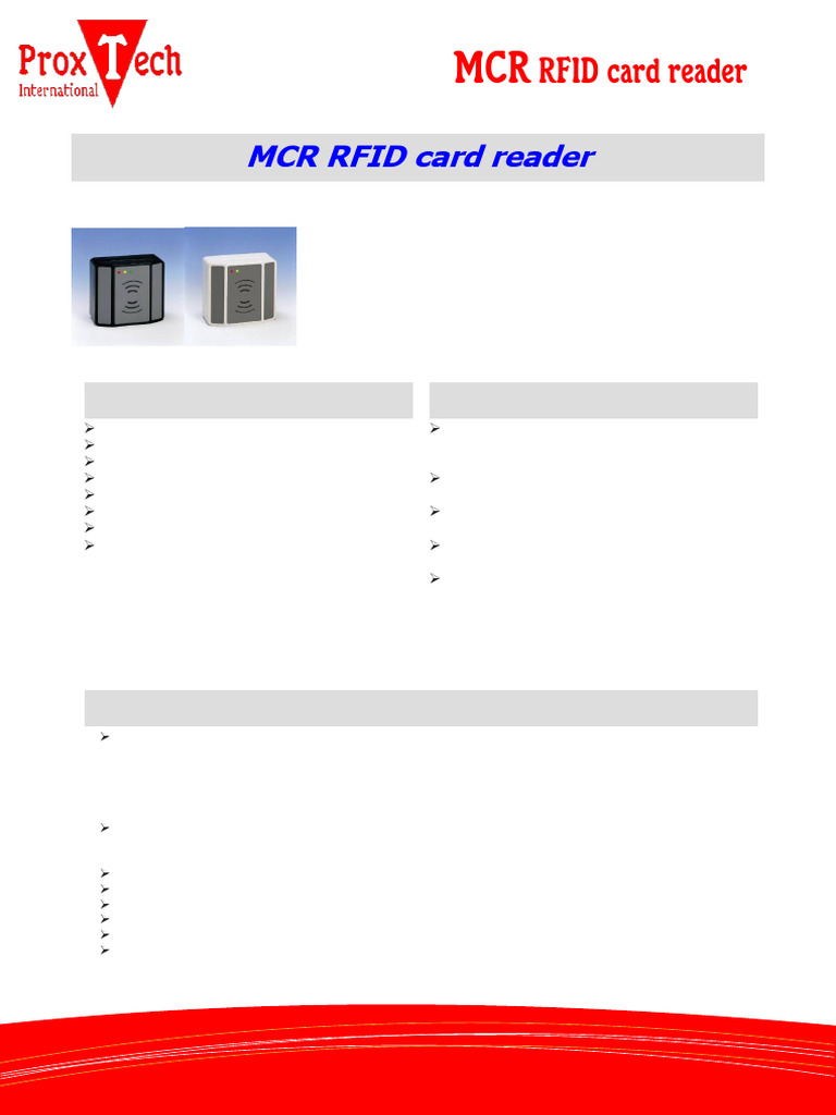 ProxTech MCR RFID Card Reader Overview | PDF | Computer Hardware ...