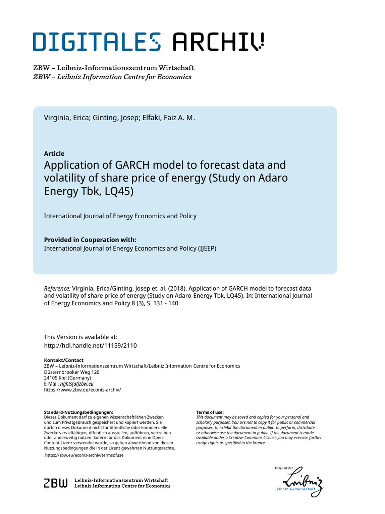 GARCH Model for Adaro Energy Price Forecast | PDF | Forecasting ...