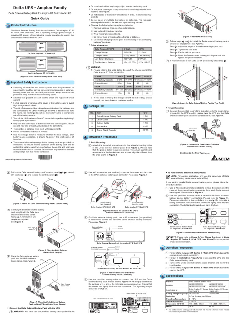 Quick Guide External Battery Pack RT 5 10kVA en Us | PDF | Electrical ...