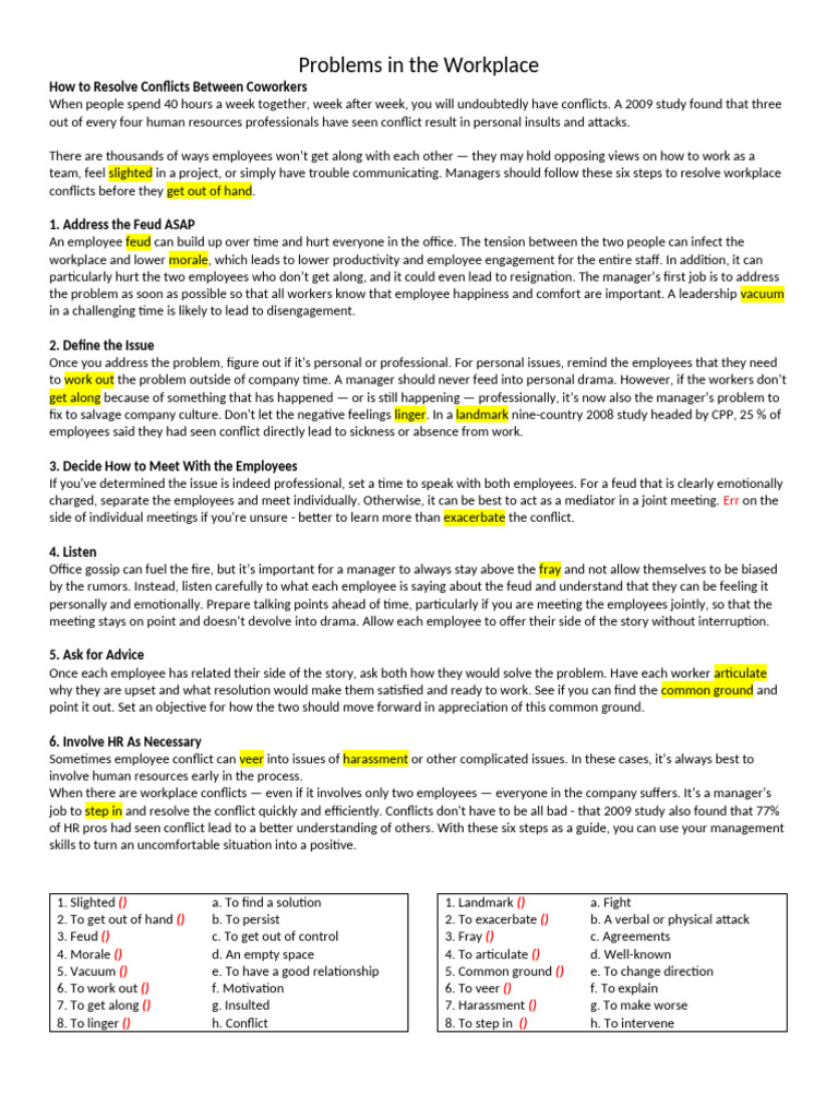 Problems in The Workplace | PDF | Psychological Concepts | Psychology