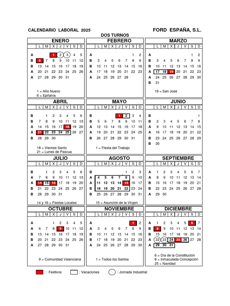 Calendario Laboral 2025 | PDF | Fiestas cristianas y días santos ...