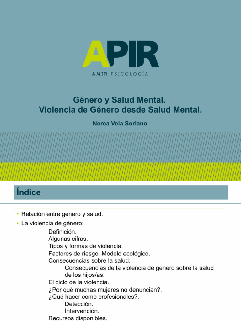 Violencia de Género y Salud Mental | PDF | La violencia contra las ...