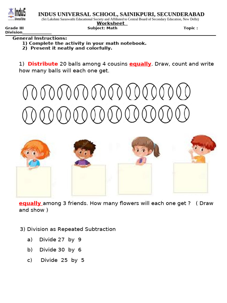 Grade III Math Worksheet: Division | PDF