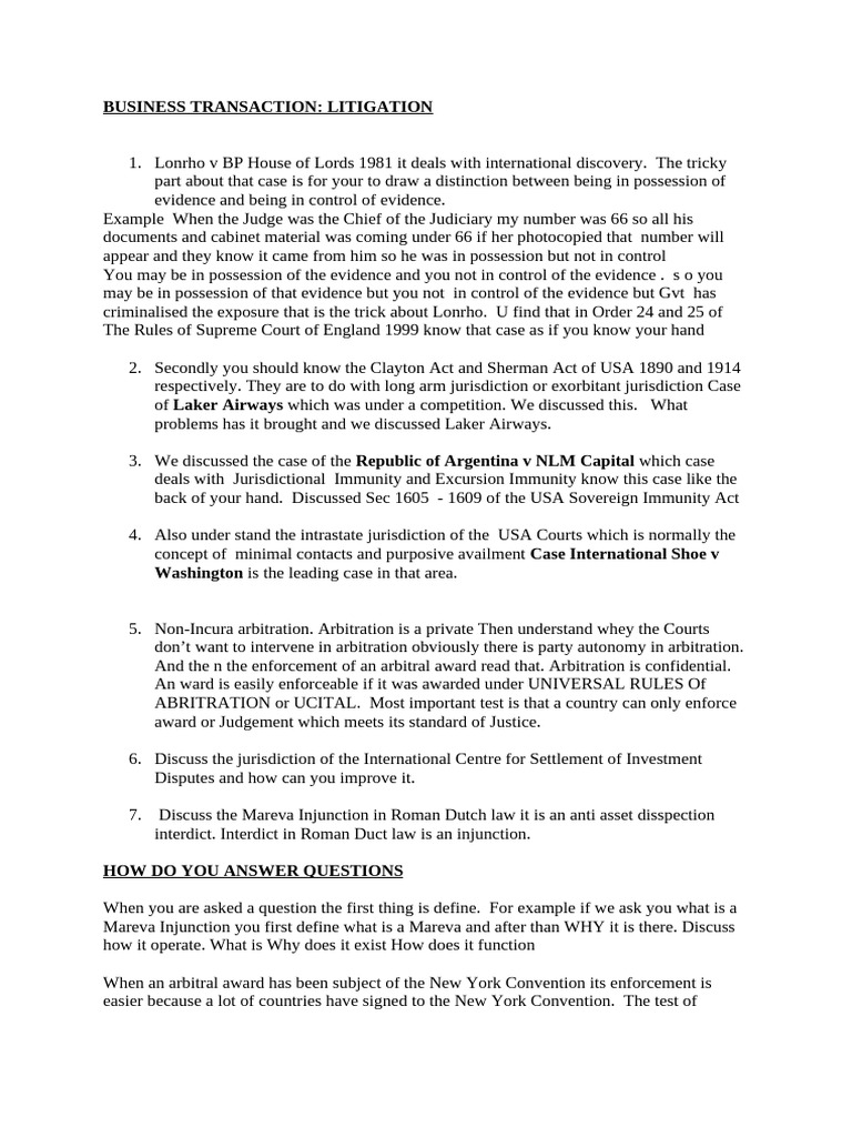 BUSINESS TRANSACTION Exam Tips | PDF | Competition Law | Arbitration