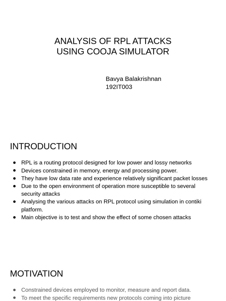 Various Attacks On RPL Using Contiki Os and Cooja Simulator | PDF ...