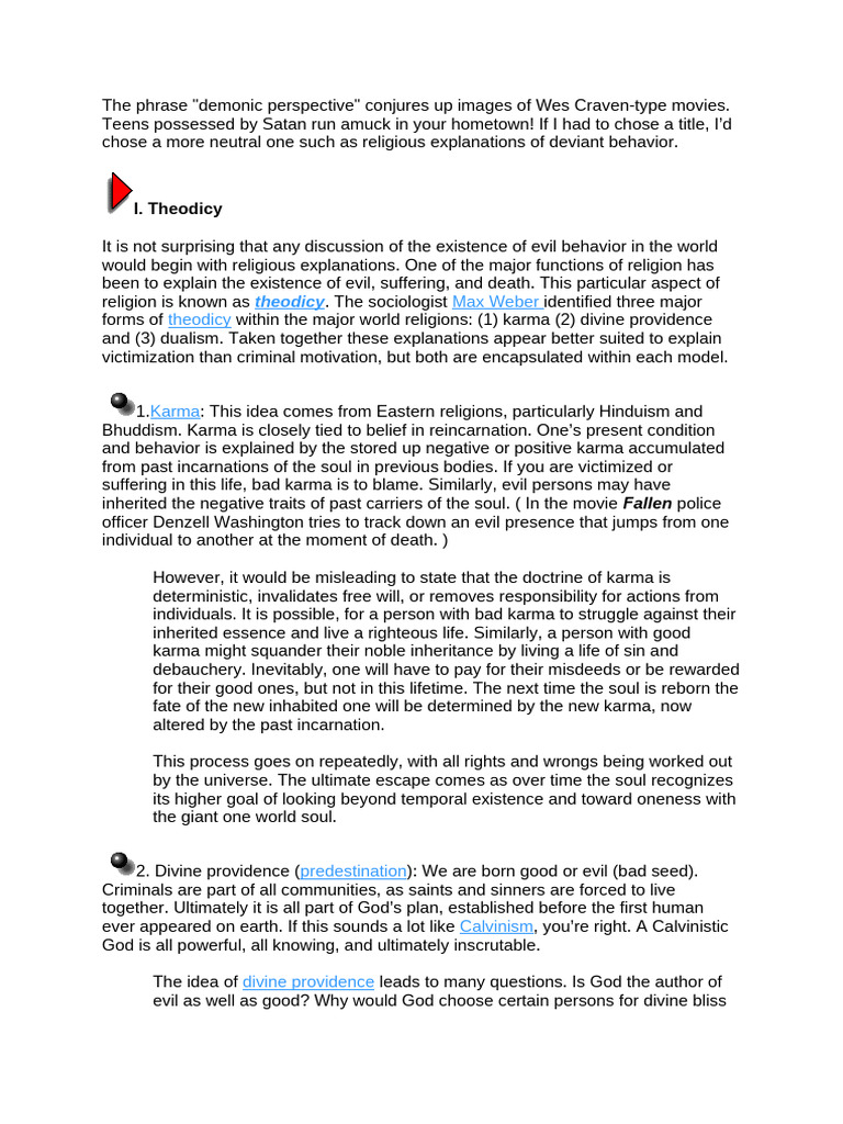 Demonic Perspectives in Criminology | PDF | Satan | Karma
