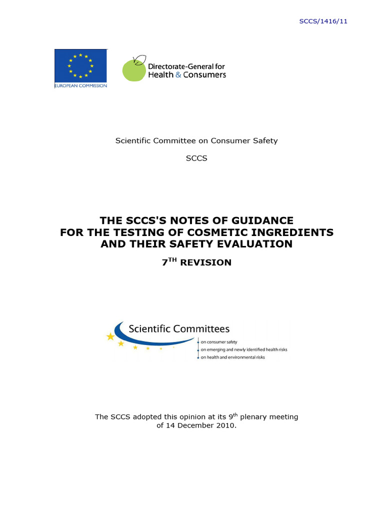 SCCS Notes of Guidance On Safety Evaluations | PDF | Cosmetics ...
