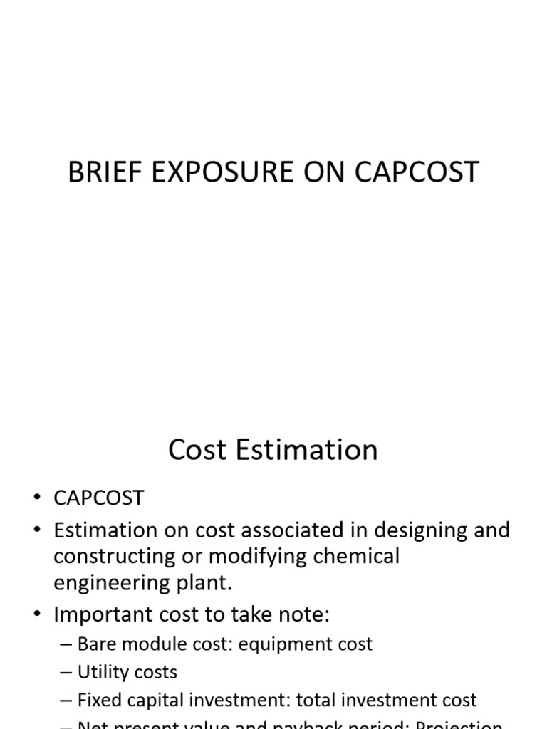 CAPCOST: Chemical Equipment Cost Estimation | PDF