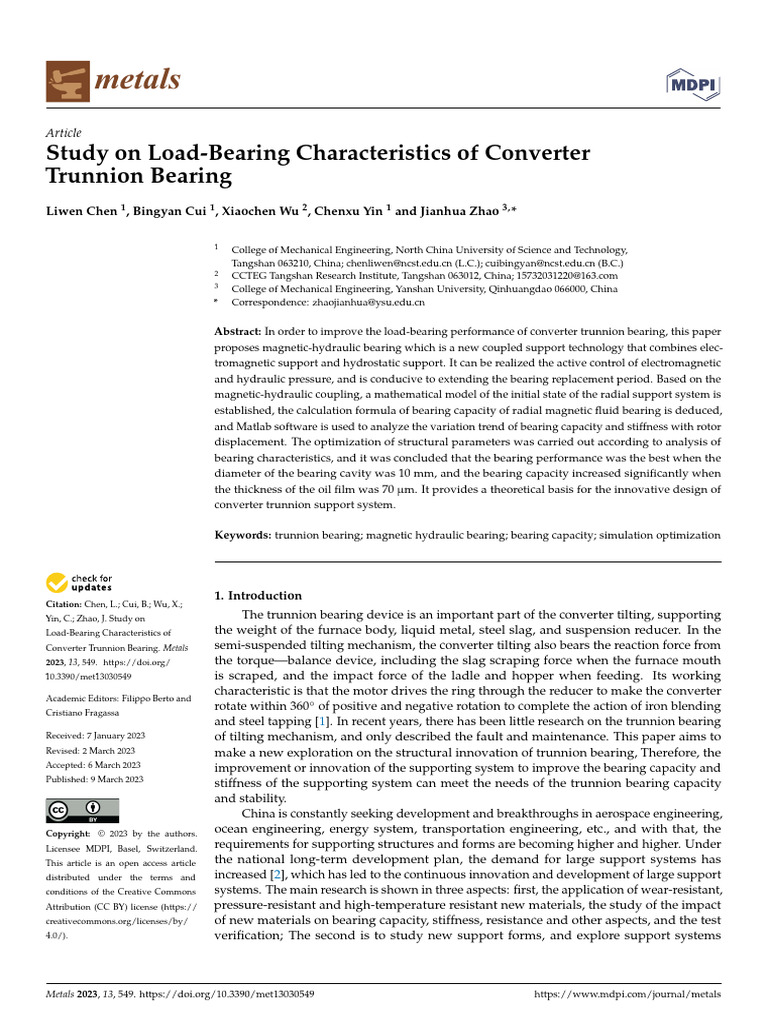 Study On Load-Bearing Characteristics of Converter | PDF | Bearing ...