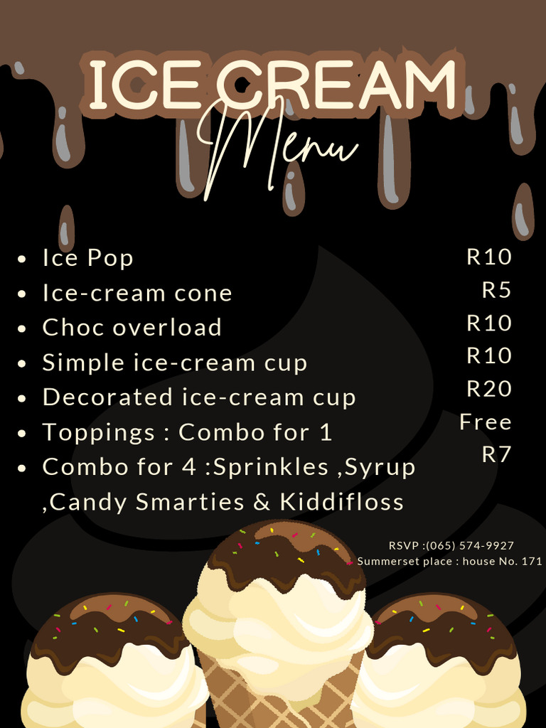 Ice Cream Menu and Flavors List | PDF