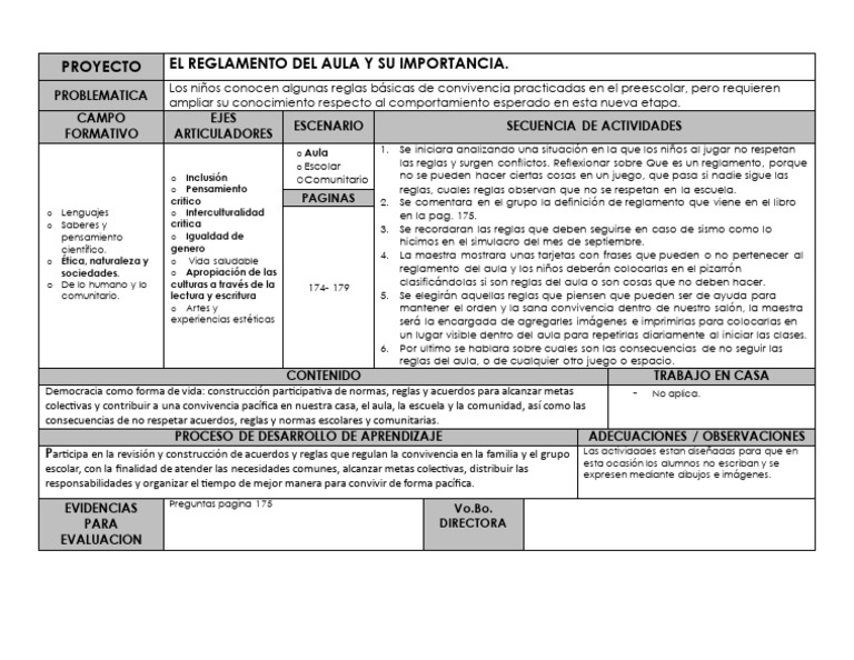 Importancia del Reglamento en el Aula | PDF | Salón de clases ...